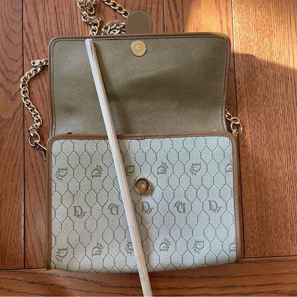 Vintage Dior honeycomb Beige & Brown Coated Canvas Shoulder Bag-no dustbag - Picture 16 of 16